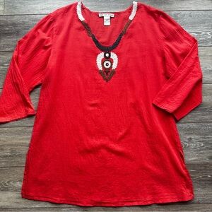 Cute‎ Options Coral and Multi Color Coral Beaded Swim Cover up size XL